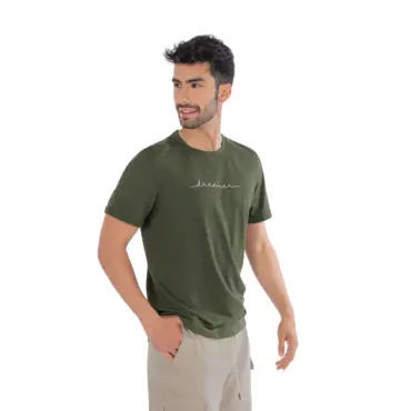 Camiseta Basica Con Estampado Frente Hombre Moss Green