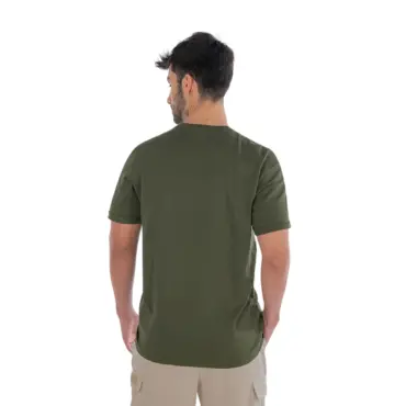Camiseta Basica Con Estampado Frente Hombre Moss Green