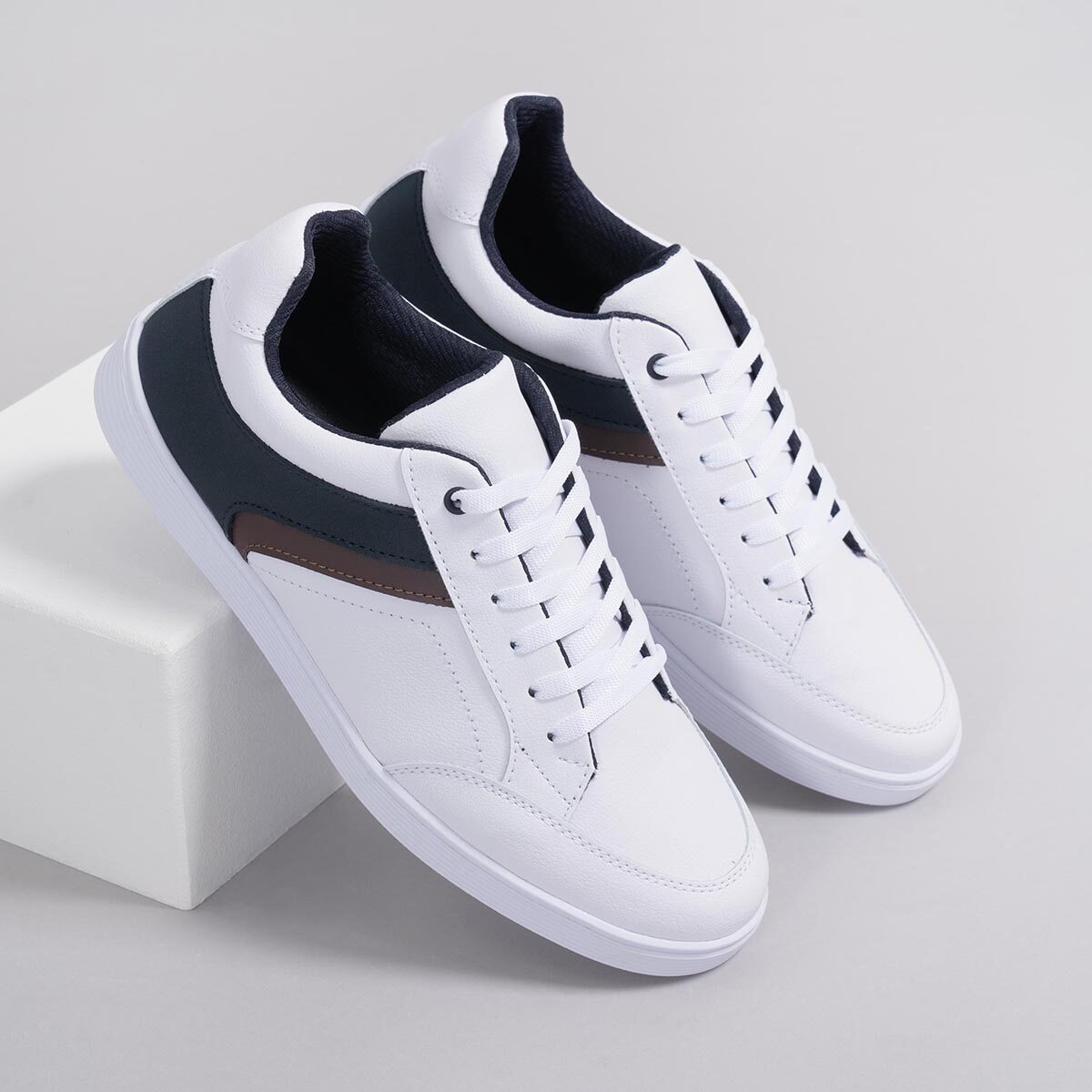 Tenis Derene Casual Blanco Blue and Coffee Line Hig Quality