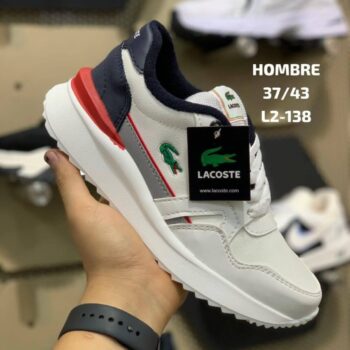 Zapatilla Lacoste Blanco Azul y Rojo