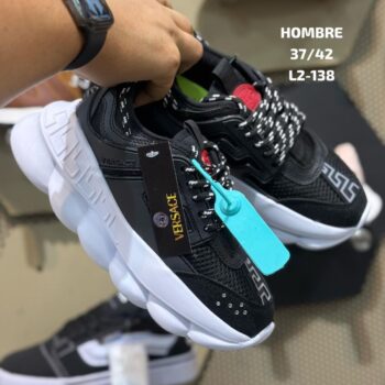 Zapatilla Versace Urbana Unisex Negro Suela Blanca