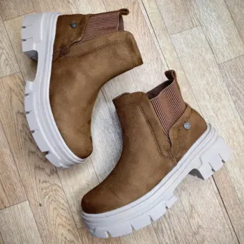 Botin Para Dama Cafe Sintetico