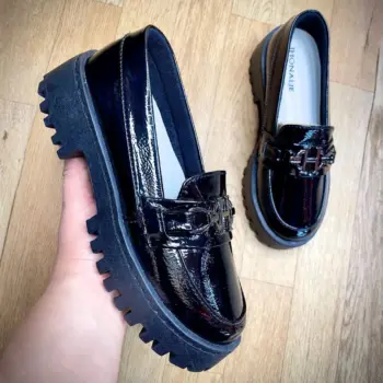 Mocasin Casual Dama Negro Charol