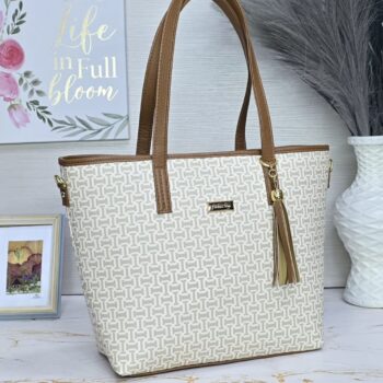 Bolso Elegante Texturizado Crema Cafe