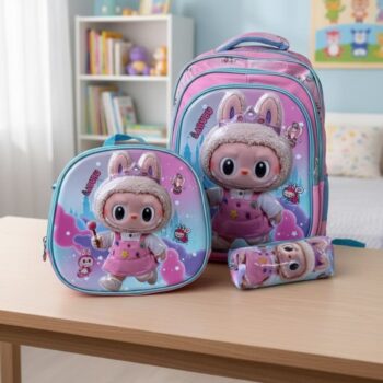 Trio Escolar Morral + Lonchera + Cartuchera Abubu