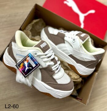 Zapatilla Puma Unisex Blanco y Cafe