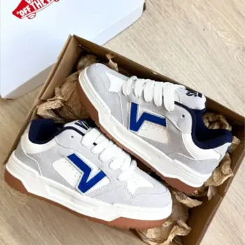Tenis Vans Plano Blanco y Azul