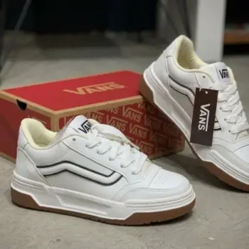 Tenis Vans Plano Blanco y Cafe